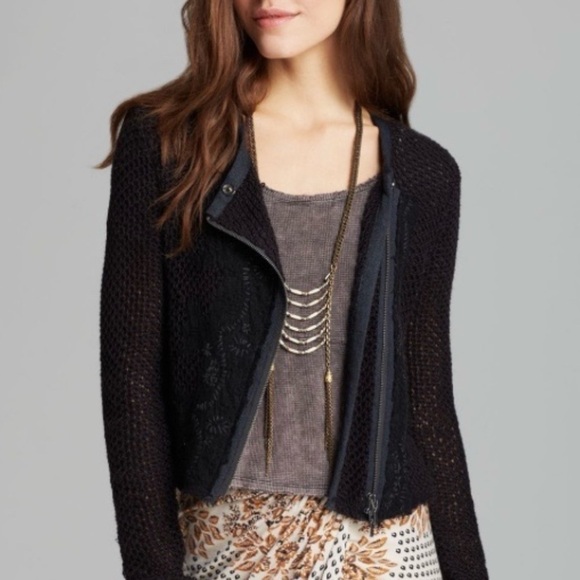 Black Open Knit Jacket - Picture 1 of 5